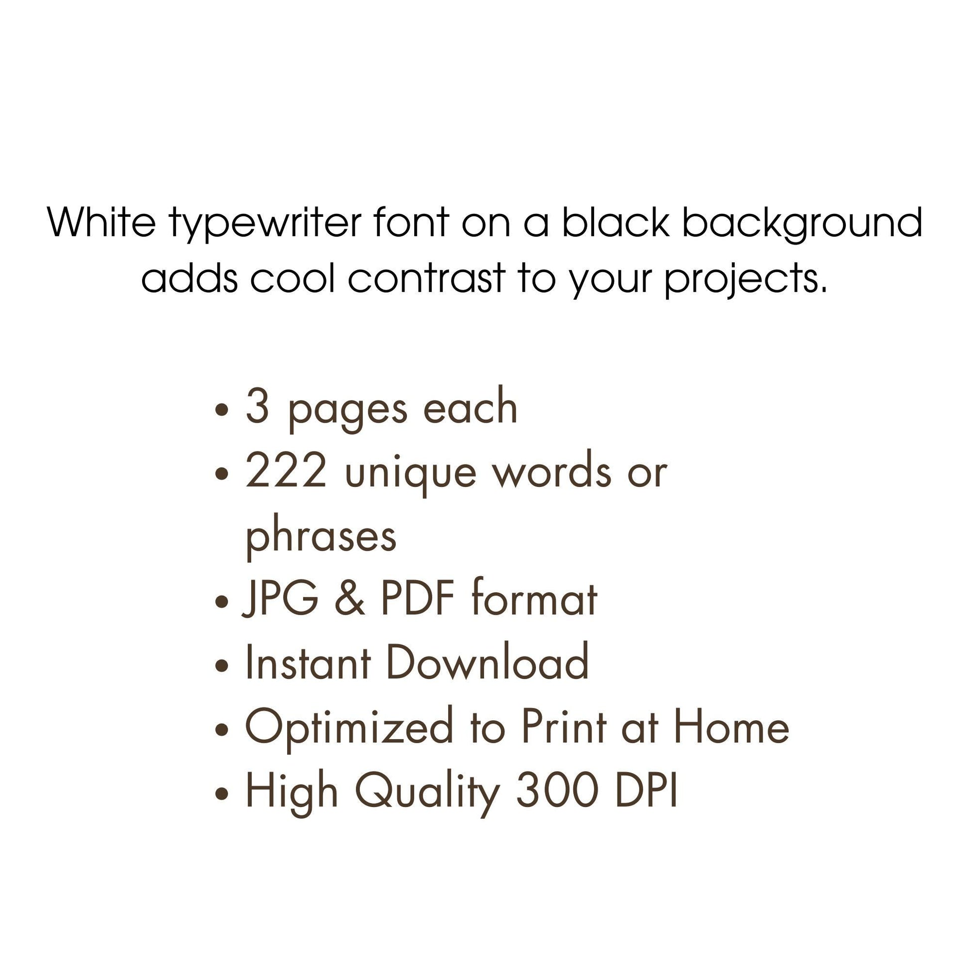 a black and white photo with text that says, white typewriter font on a